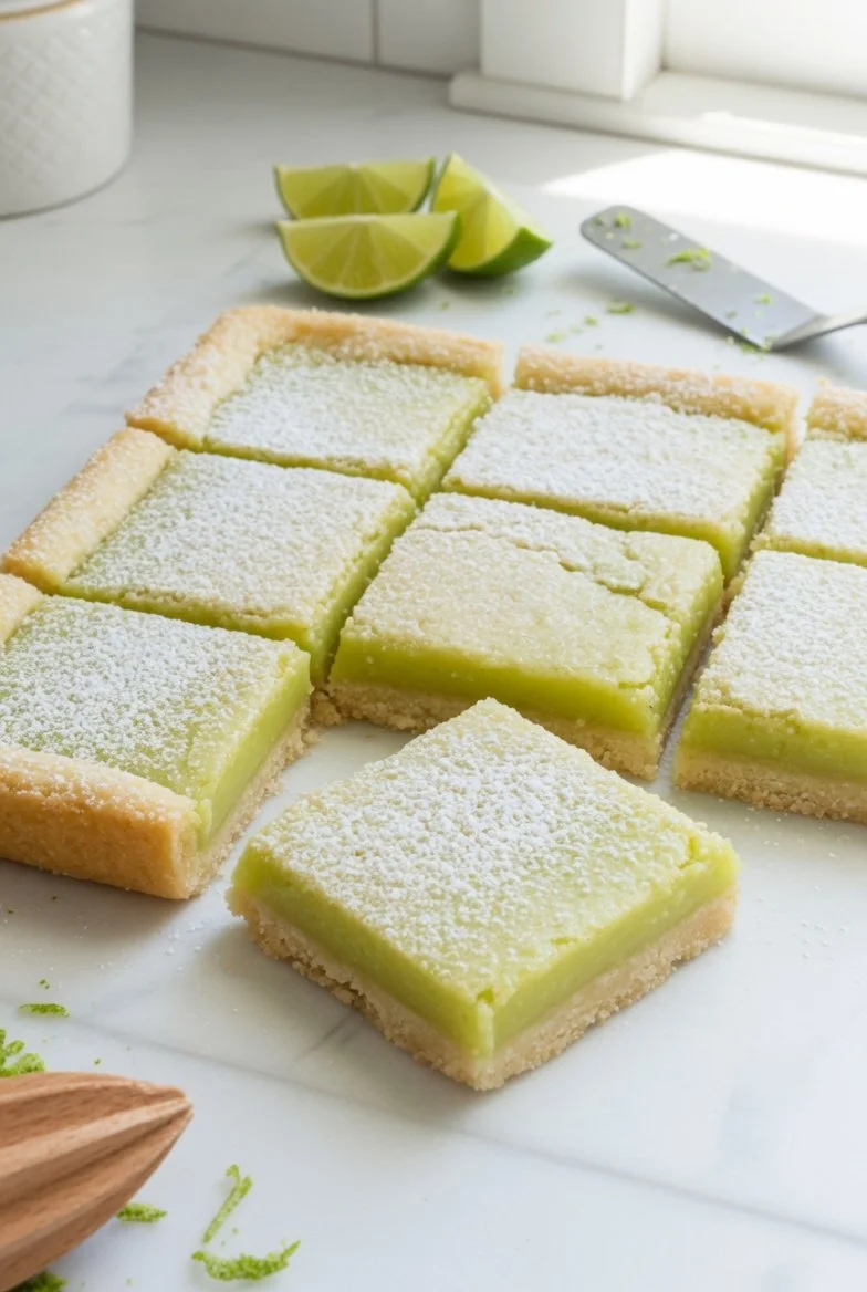 Erfrischende Lime Bars auf einem weißen Teller