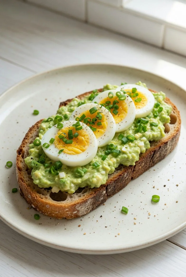 Mittelmeer Avocado-Eiersalat mit frischen Zutaten auf einem Teller