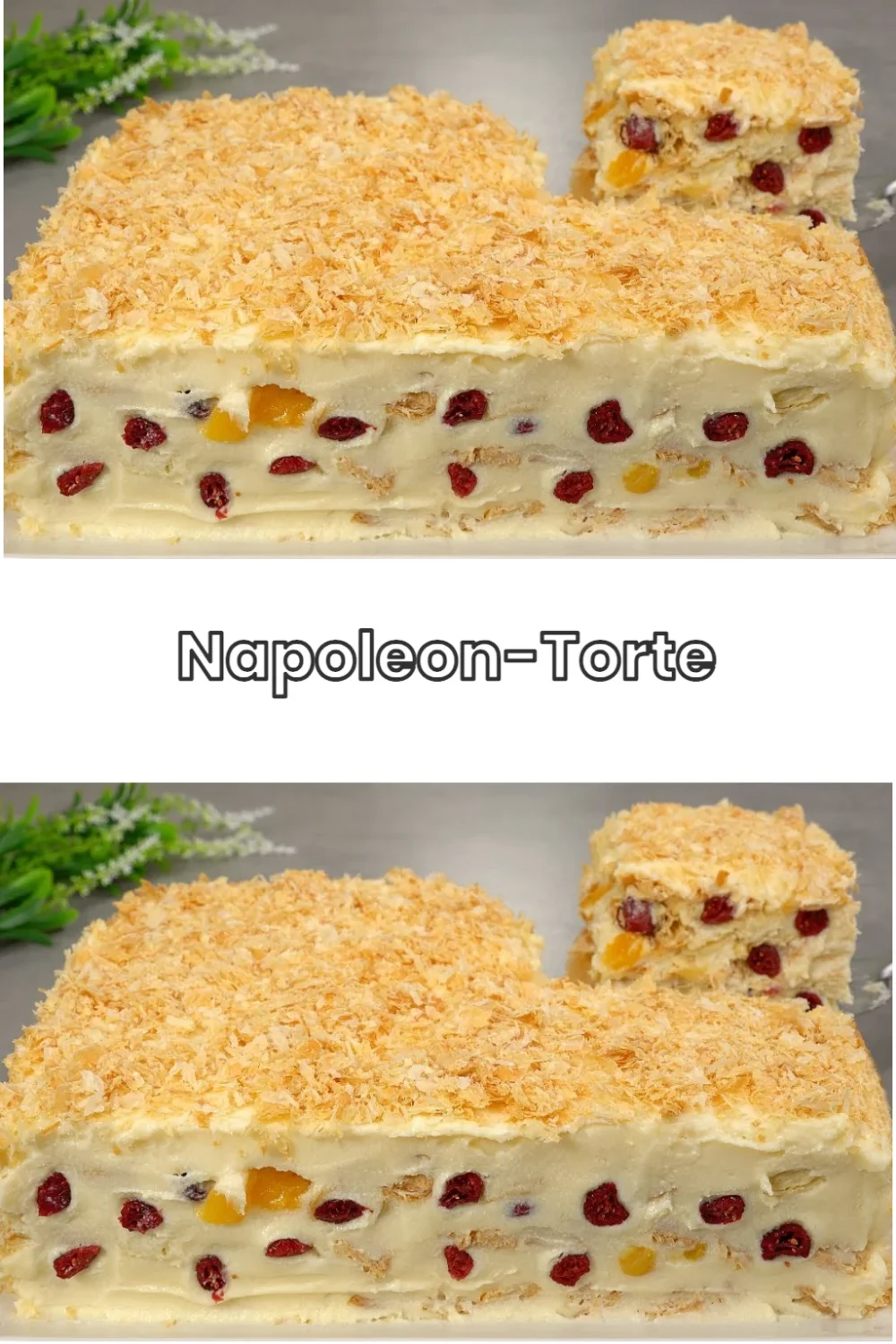 Delikate Napoleon-Torte mit Blätterteig und Vanillecreme, perfekt für besondere Anlässe.
