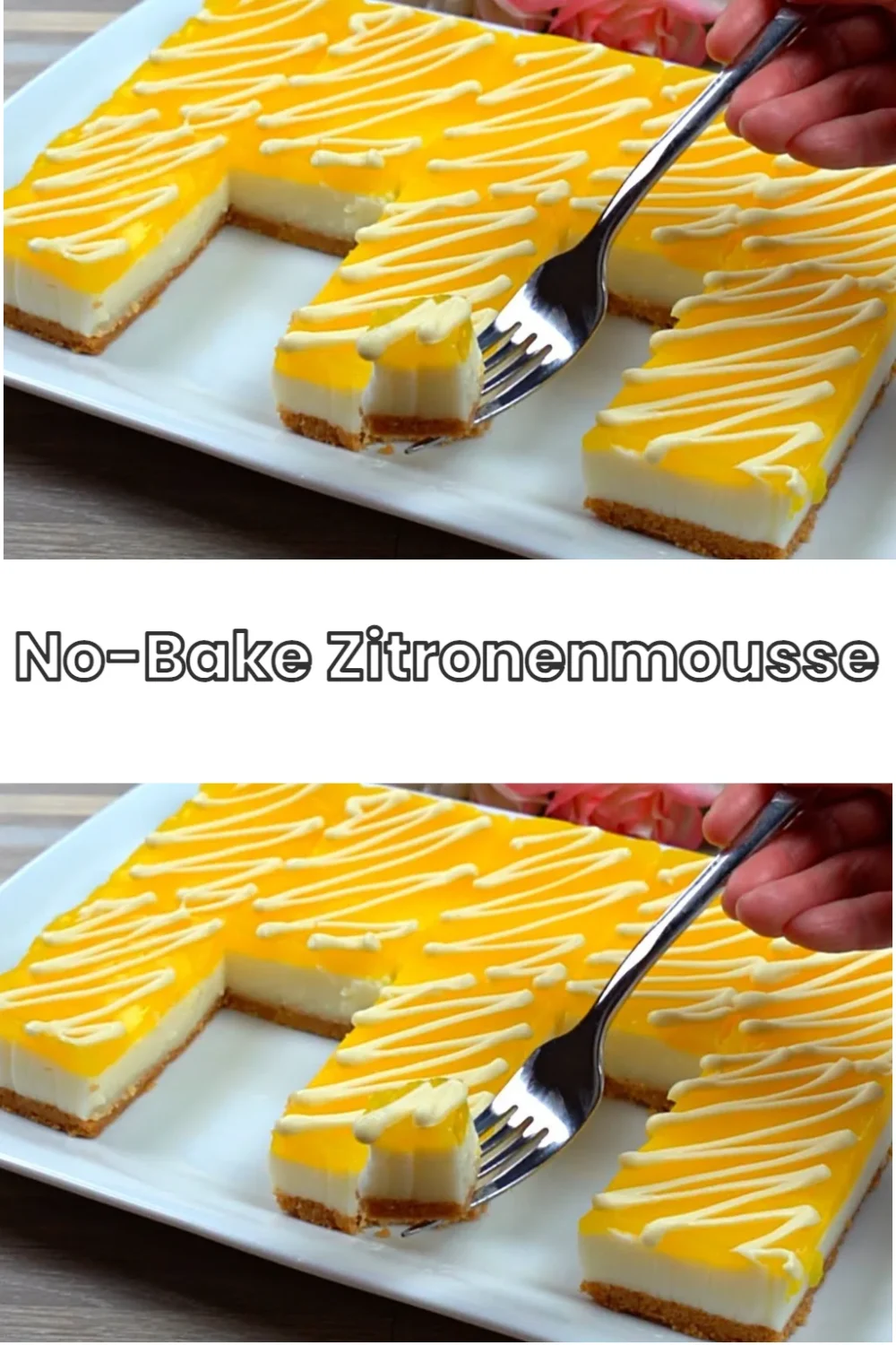Leckeres No-Bake Zitronenmousse in einer Schüssel mit frischen Zitronen