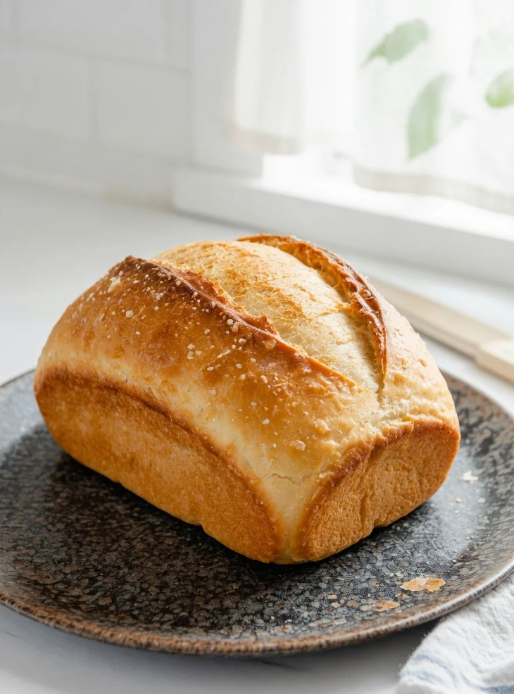 Null-Kohlenhydrat-Joghurtbrot auf einem Holzbrett