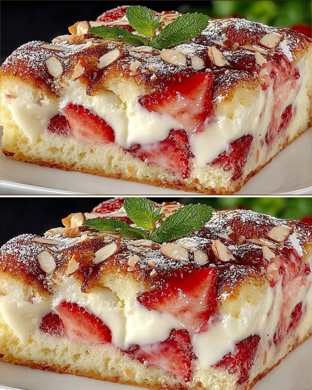 Omas leckerer Erdbeer-Joghurt-Kuchen mit frischen Erdbeeren und Joghurt