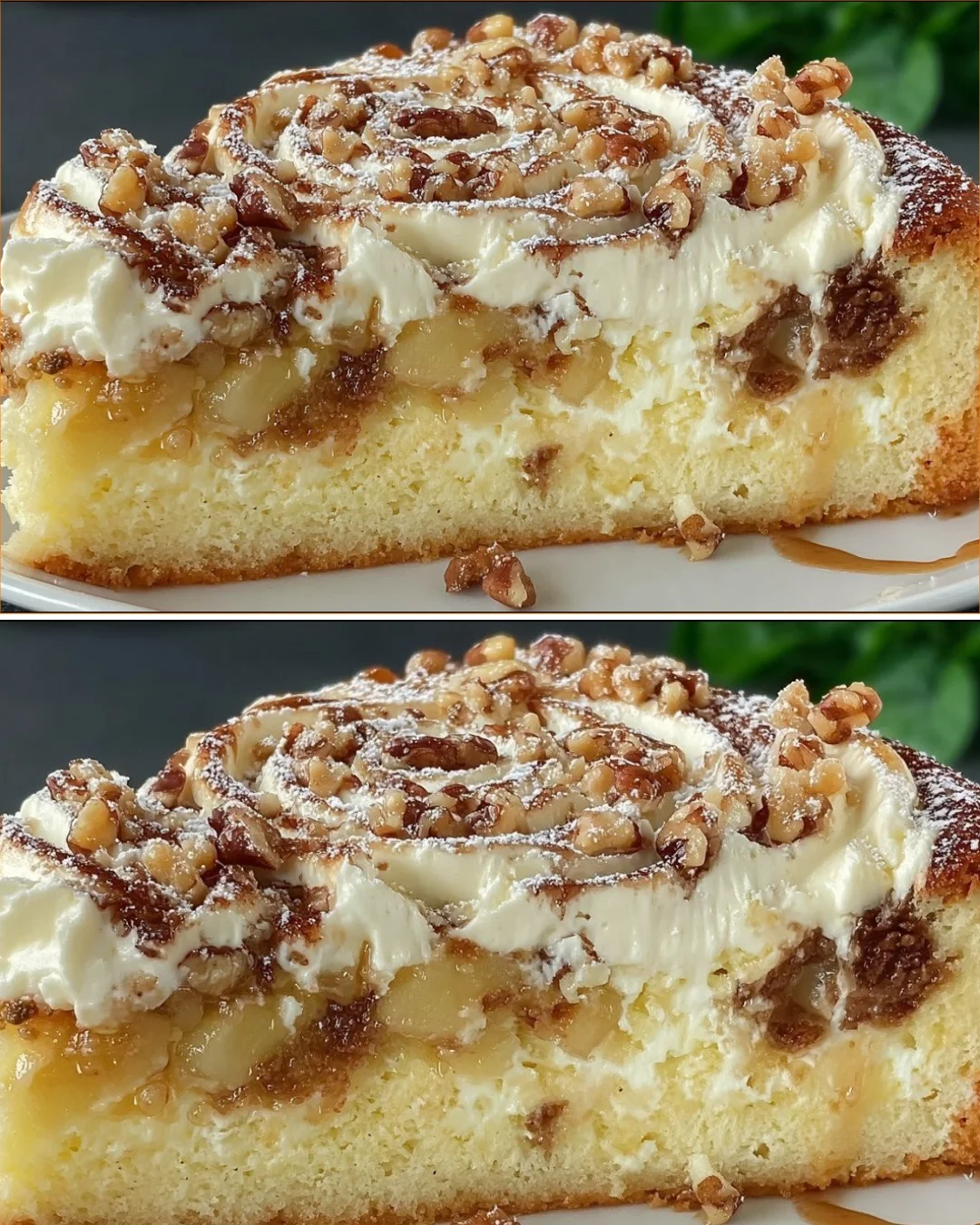 Deutscher Apfel Käsekuchen nach Omas Geheimrezept mit Äpfeln und Quark.