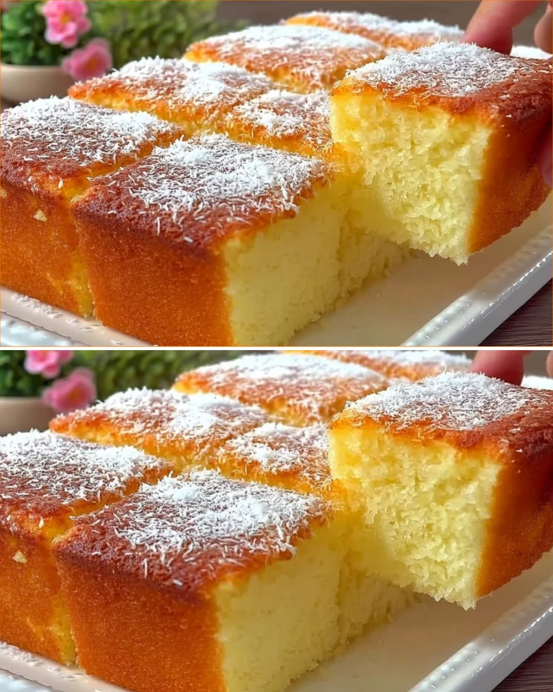 Omas Zitronenkuchen in einer klaren Glasschale, serviert mit frischen Zitronen