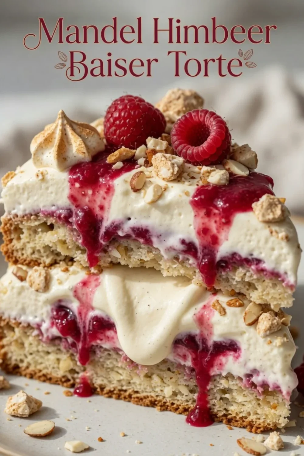 Rote Grütze Sahne Torte mit frischen Beeren und Sahnehaube