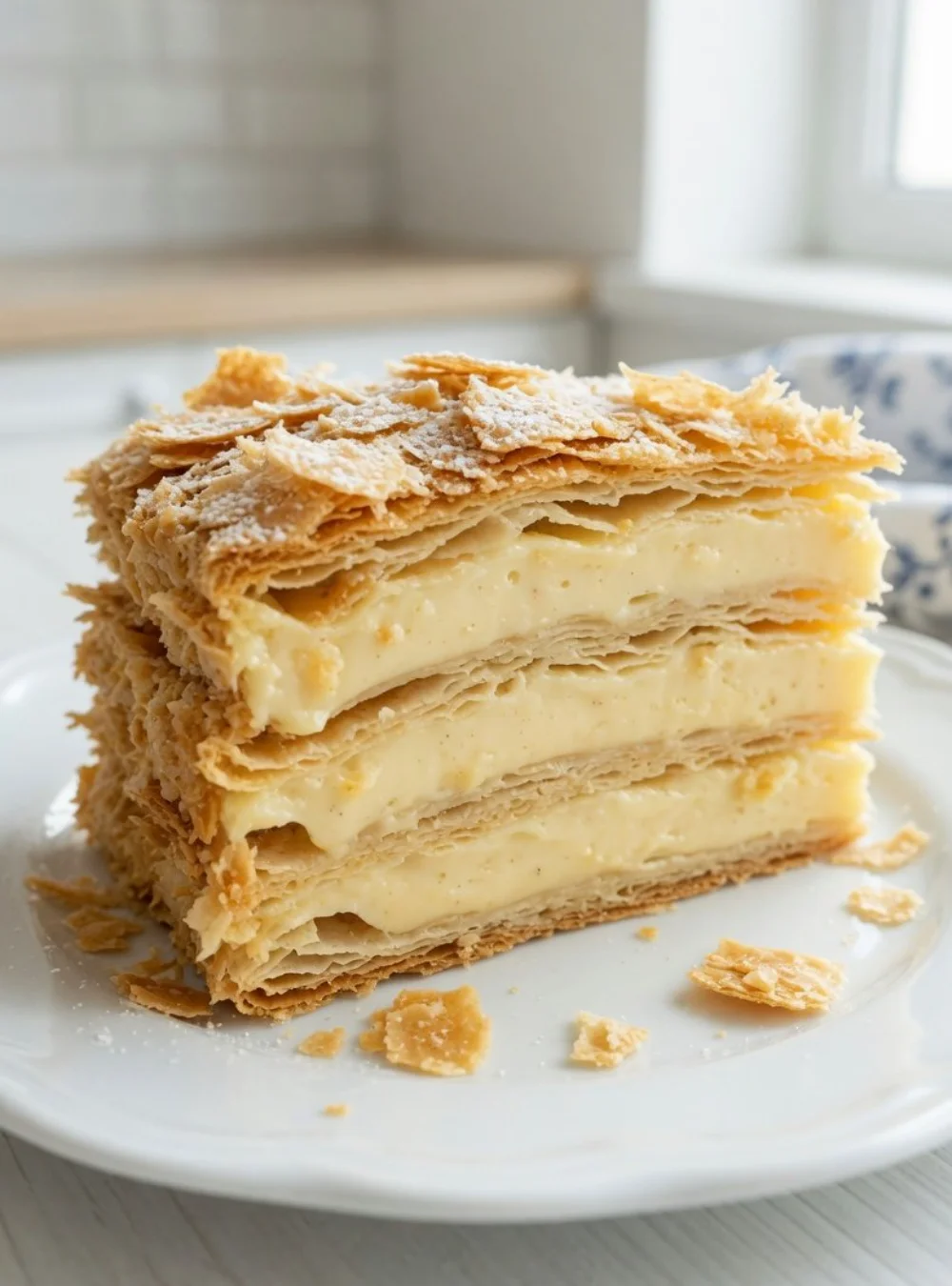 Russischer Napoleon Kuchen aus Blätterteig mit Cremefüllung