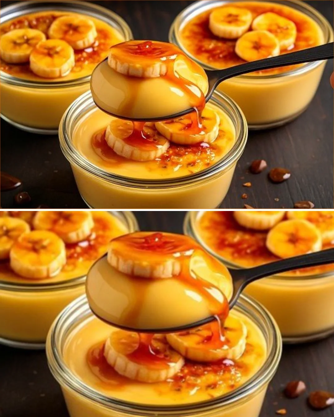 Schnelles Dessert mit Banane und Milch, cremig und lecker zubereitet.