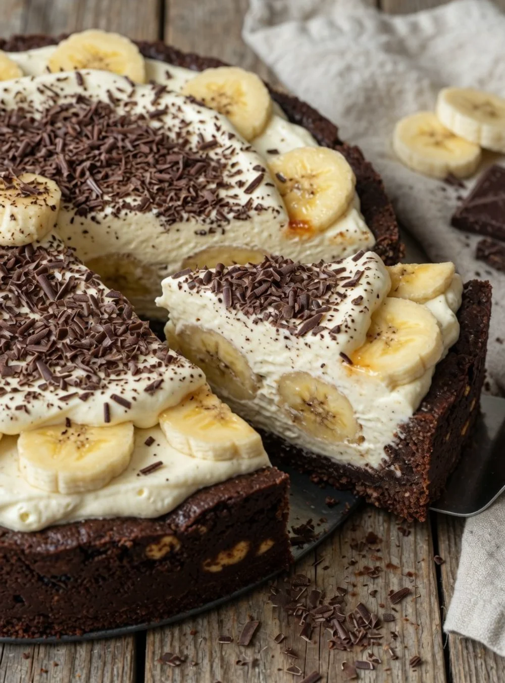 Schoko Banane Mascarpone Torte mit frischen Bananen und schokoladiger Creme