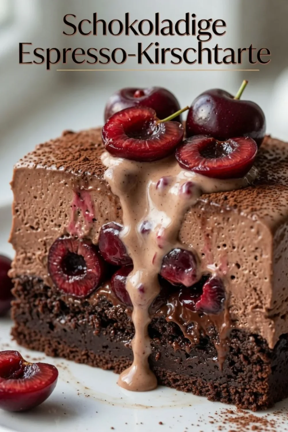 Schoko Espresso Kirsch Tarte mit Schokolade, Espresso und Kirschen