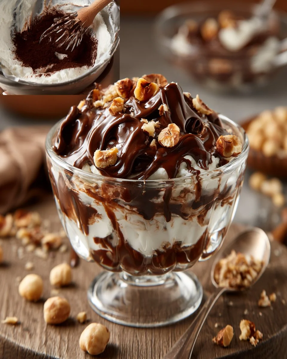 Schoko-Nuss Topfen Creme im Glas – schnelles und einfaches Dessert-Rezept
