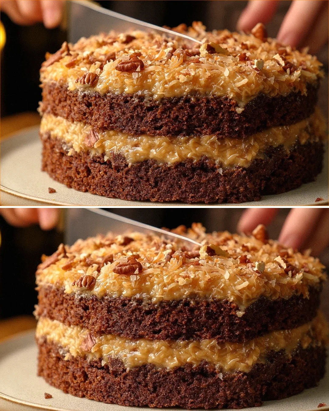 Köstlicher deutscher Schokokuchen auf einem Kuchenständer