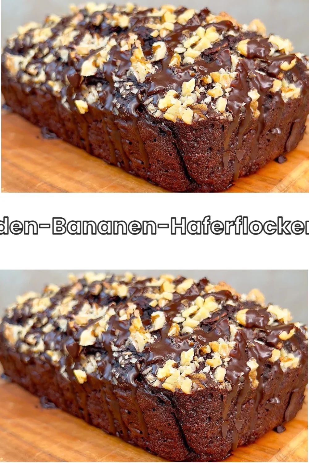 Schokoladen-Bananen-Dessert mit Haferflocken auf einem Teller