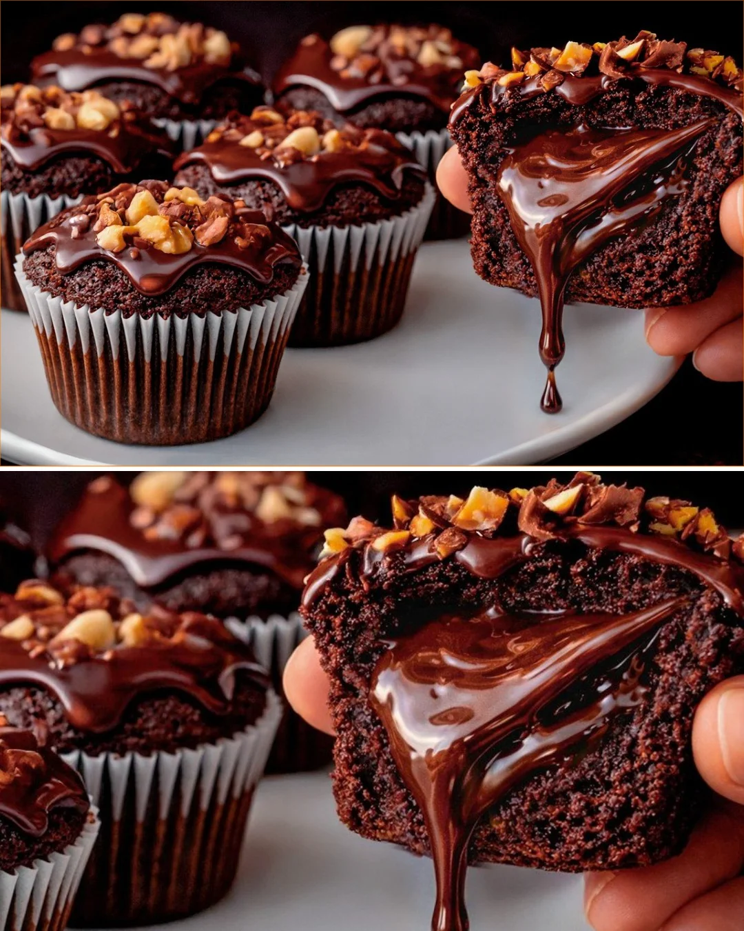 Leckere Schokoladen-Cupcakes frisch aus dem Ofen