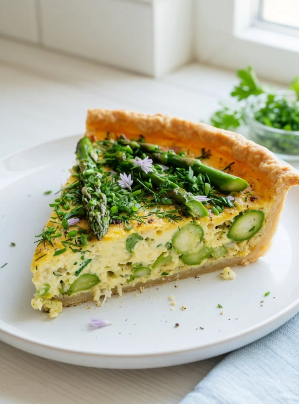 Spargel-Feta-Quiche mit frischem Spargel und Feta-Käse