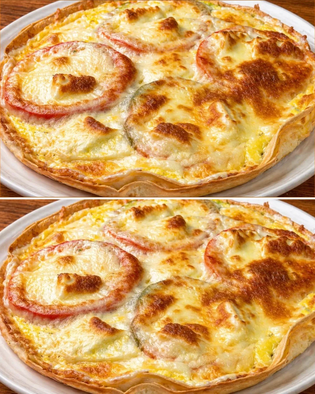 Tortilla mit Gemüse und Käse auf einem Teller angerichtet