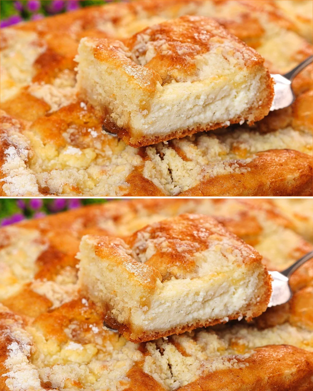 Zarte Käsekuchen-Pie mit cremiger Füllung auf einem goldbraunen Boden