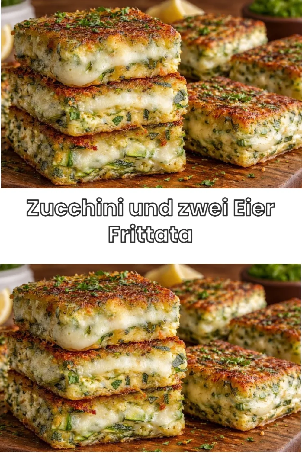 Zucchini und zwei Eier Frittata in einer Pfanne zubereitet