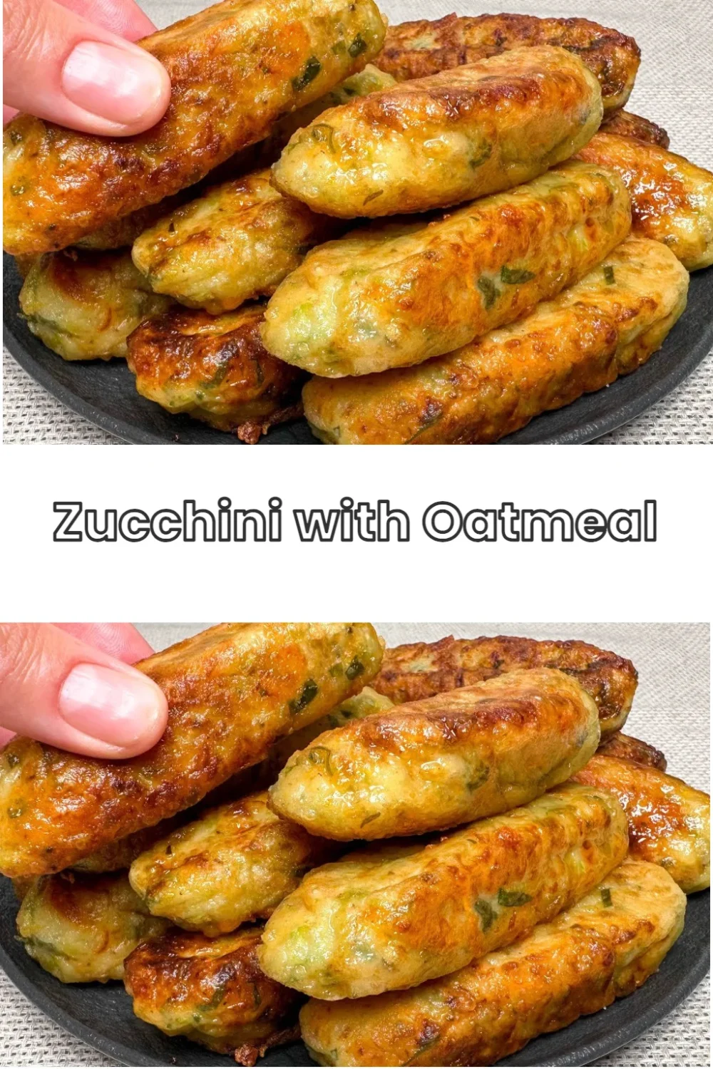 Zucchini mit Haferflocken auf einem Teller, gesundes Rezept