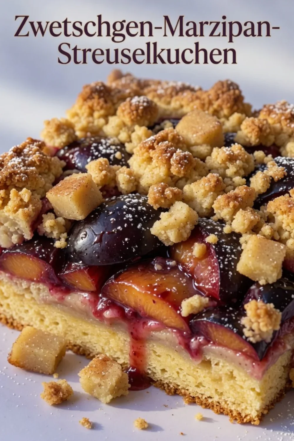 Leckere Zwetschgen Marzipan Streuselkuchen mit Streuseln