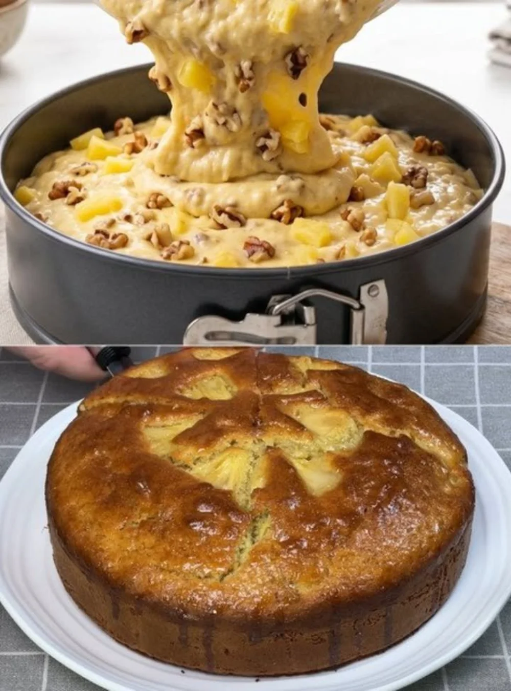 Ananas-Walnuss-Torte in 5 Minuten - Einfaches Joghurt-Rezept