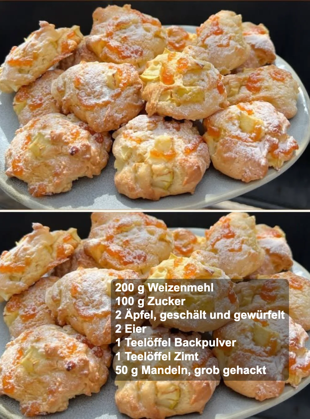 Hausgemachte Apfel-Biscotti mit Nüssen und Gewürzen auf einem Teller.
