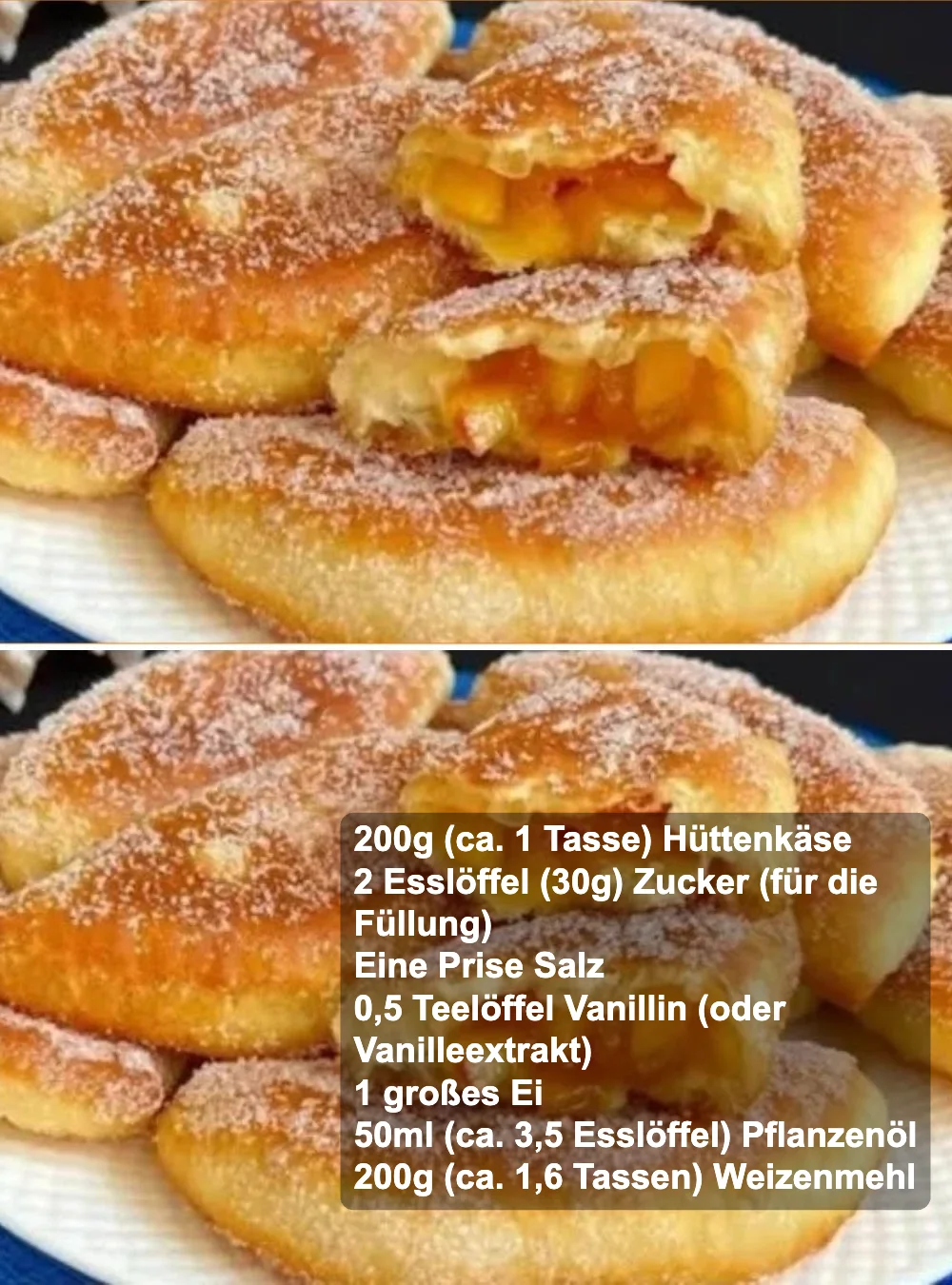 Apfel-Cottage-Cheese-Teilchen auf einem Teller