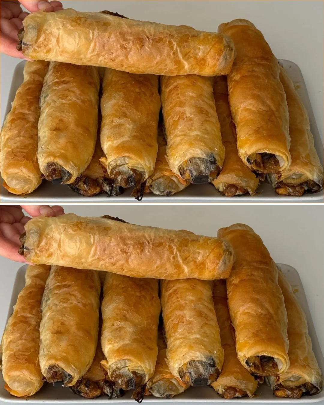 Auberginen-Börek mit herzhafter Füllung auf einem Teller