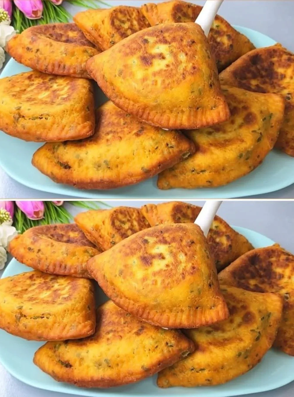 Cremige Ofenkartoffeln mit Feta auf einem Teller serviert