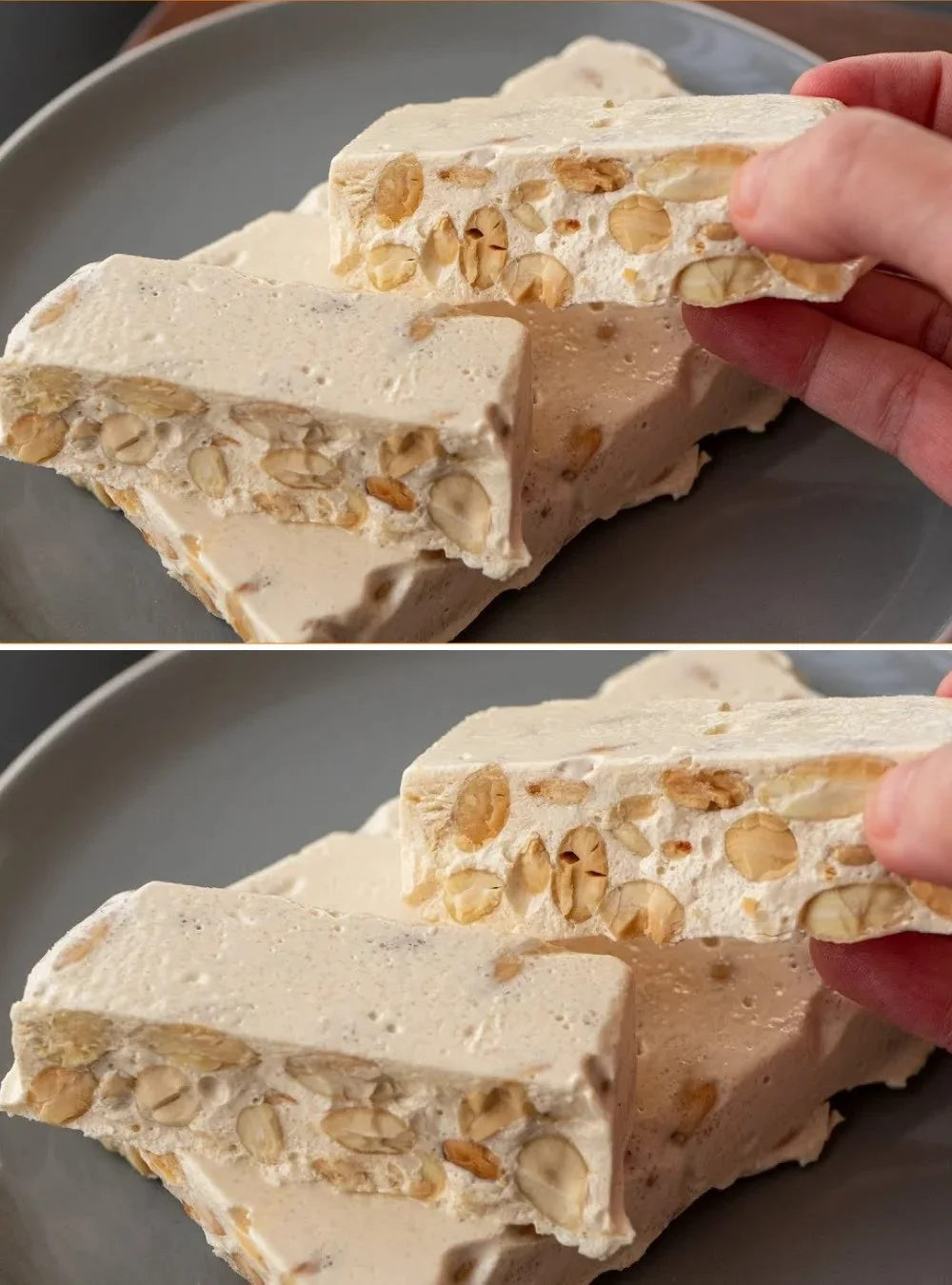 Cremiger Torrone mit nur 3 Zutaten auf einem Teller