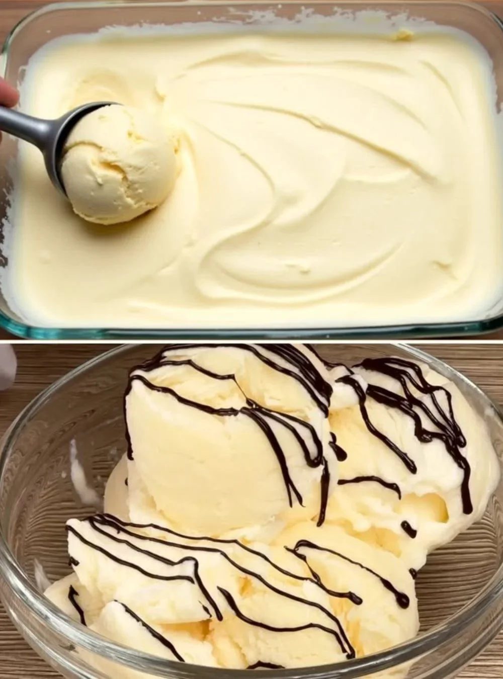 Selbstgemachtes cremiges Gelato in einer Schüssel mit frischen Zutaten
