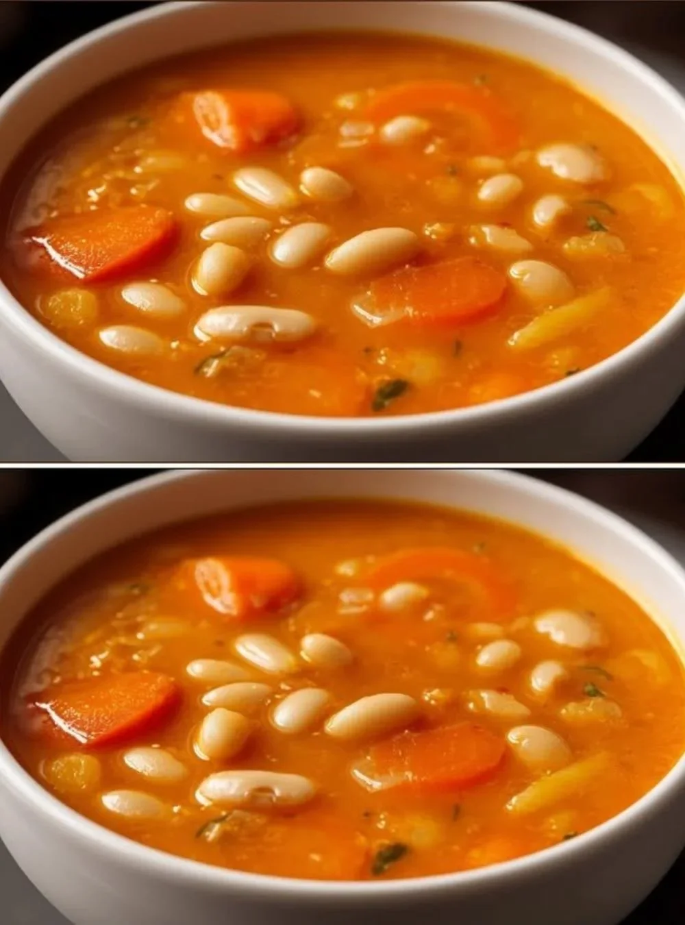 Schüssel mit einfacher, gesunder und leckerer Weiße-Bohnen-Suppe
