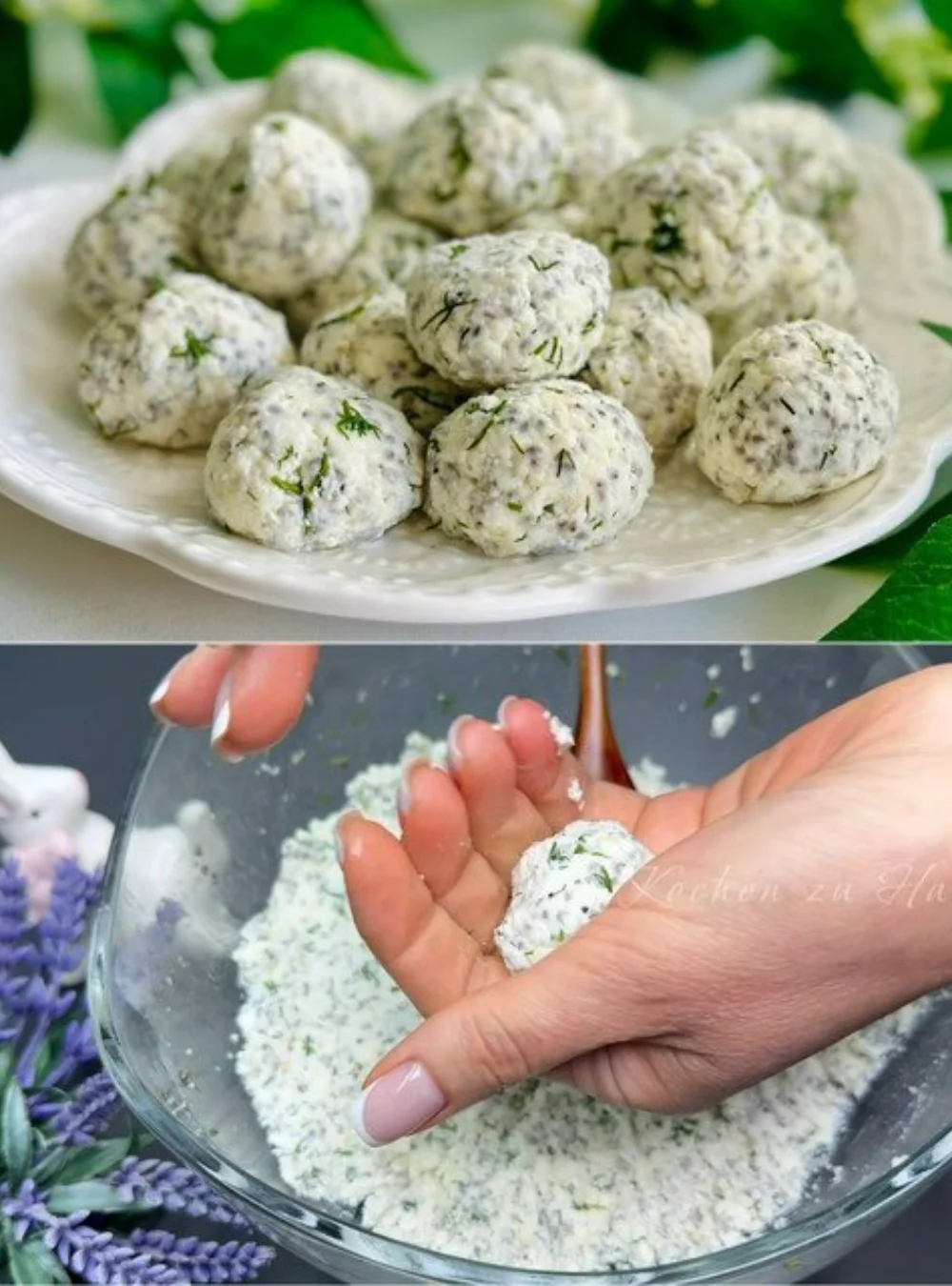 Proteinreiches Quark-Chia Abendessen mit frischen Zutaten.