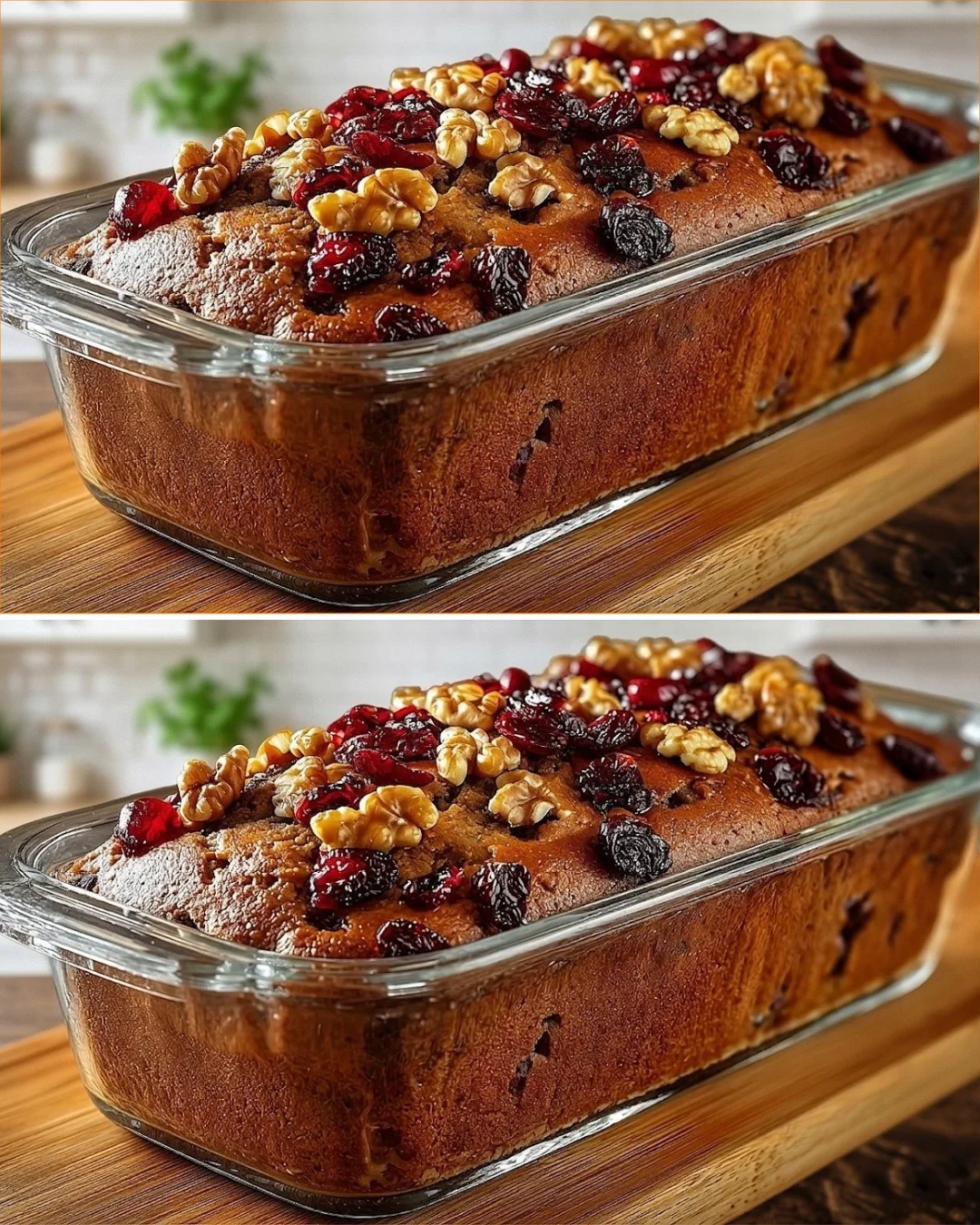 Gesunder Haferkuchen mit Banane und Apfel auf einem Tisch angerichtet