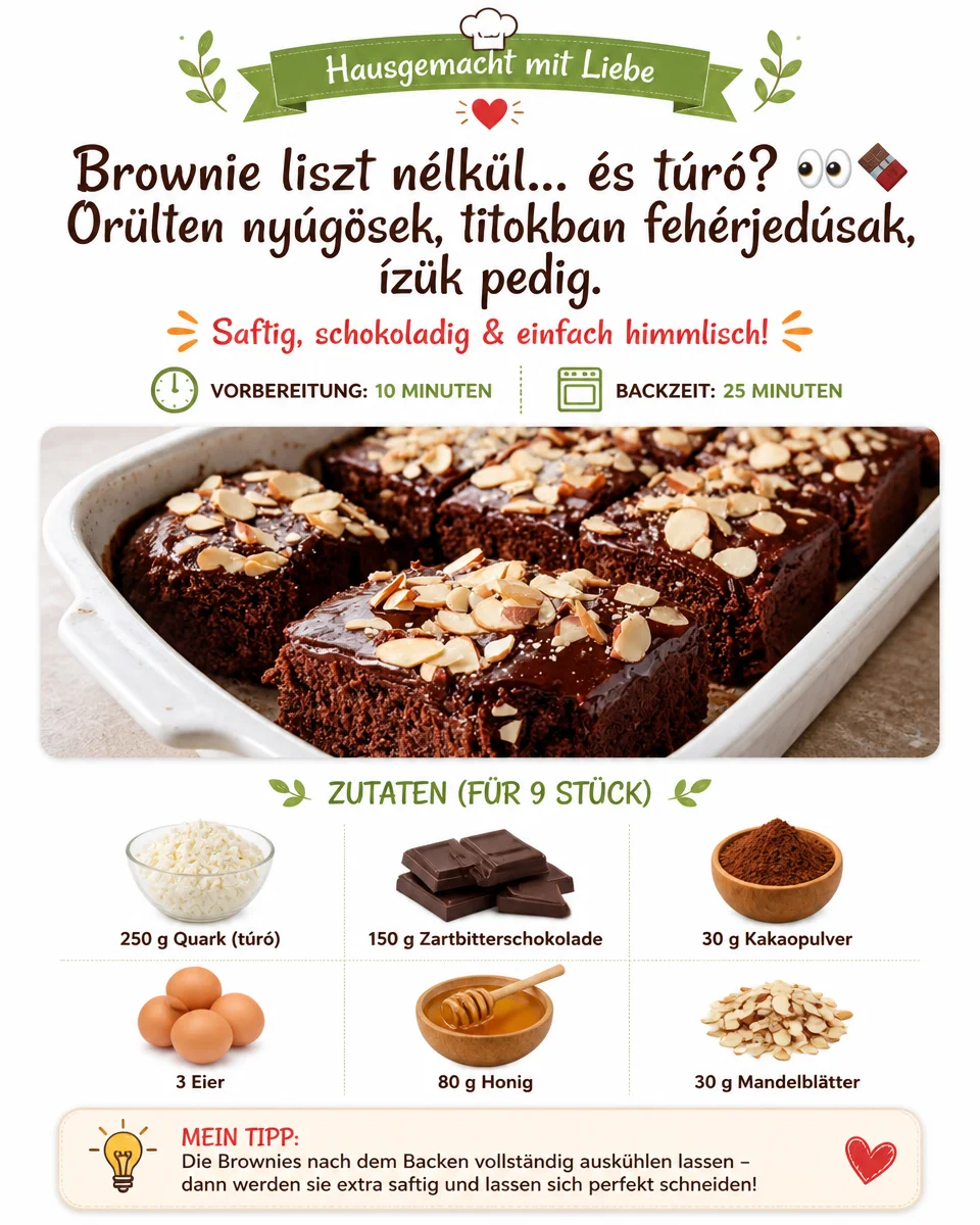 Glutenfreie Brownies mit Quark, proteinreich und lecker, auf einem Teller serviert.