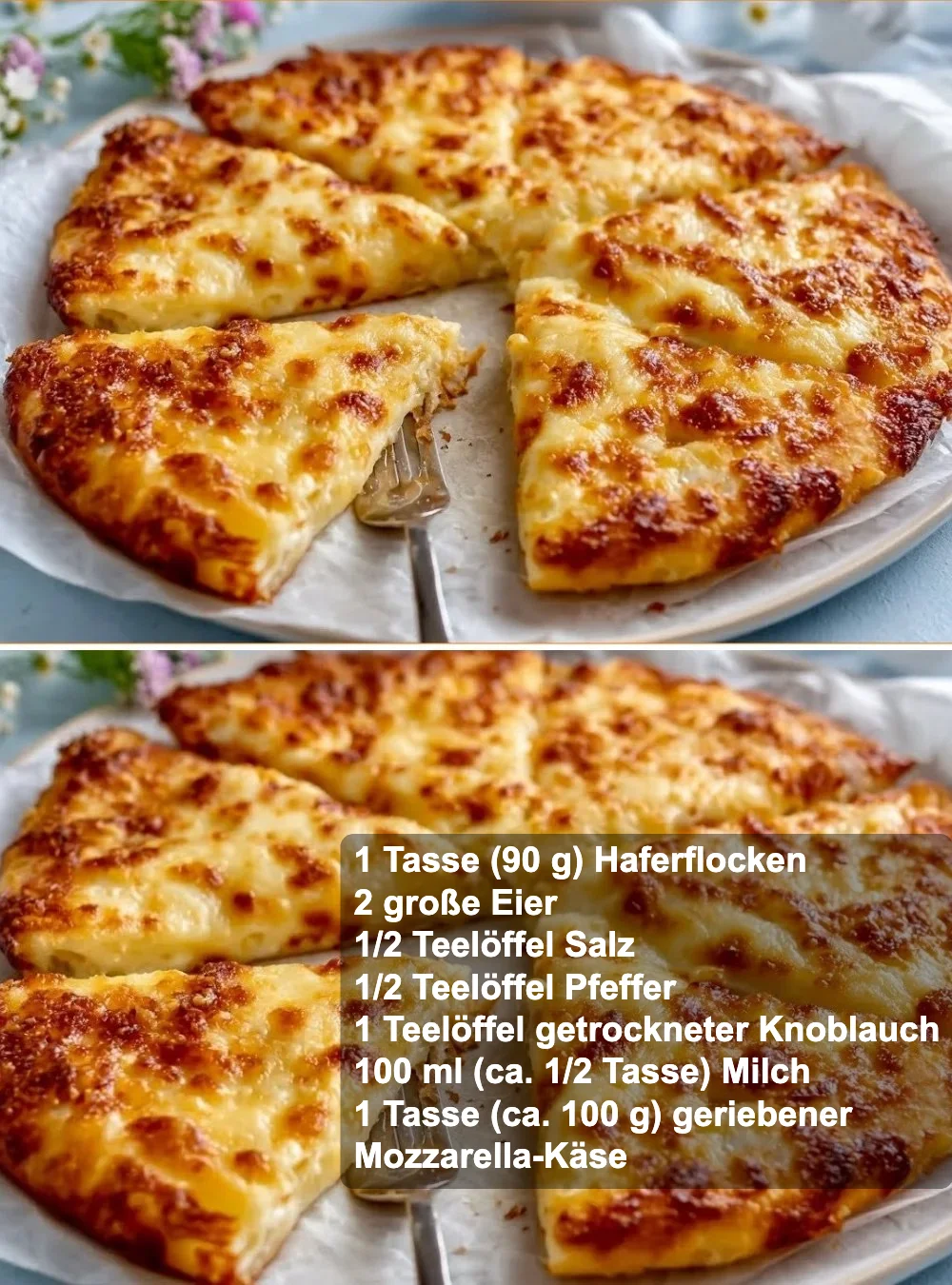 Herzhafte Haferflocken-Pizza mit frischen Zutaten und knusprigem Boden