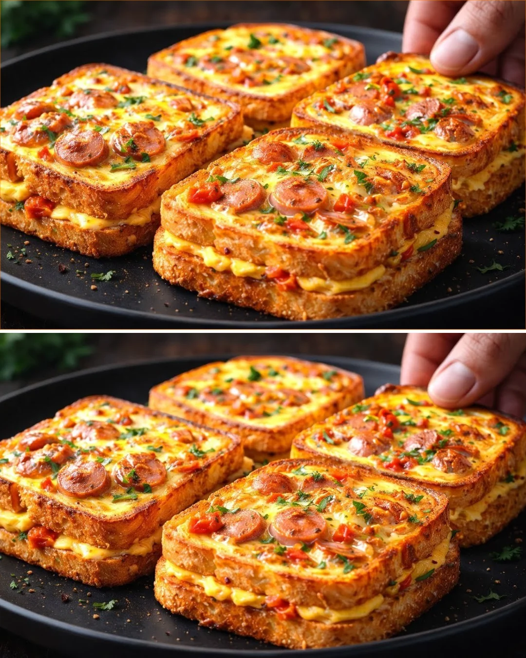 Leckerer French Toast mit Eierteil, ideal für ein herzhaftes Frühstück.