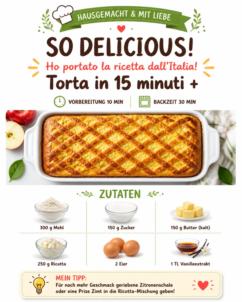 Italienische Torte frisch gebacken in 15 Minuten