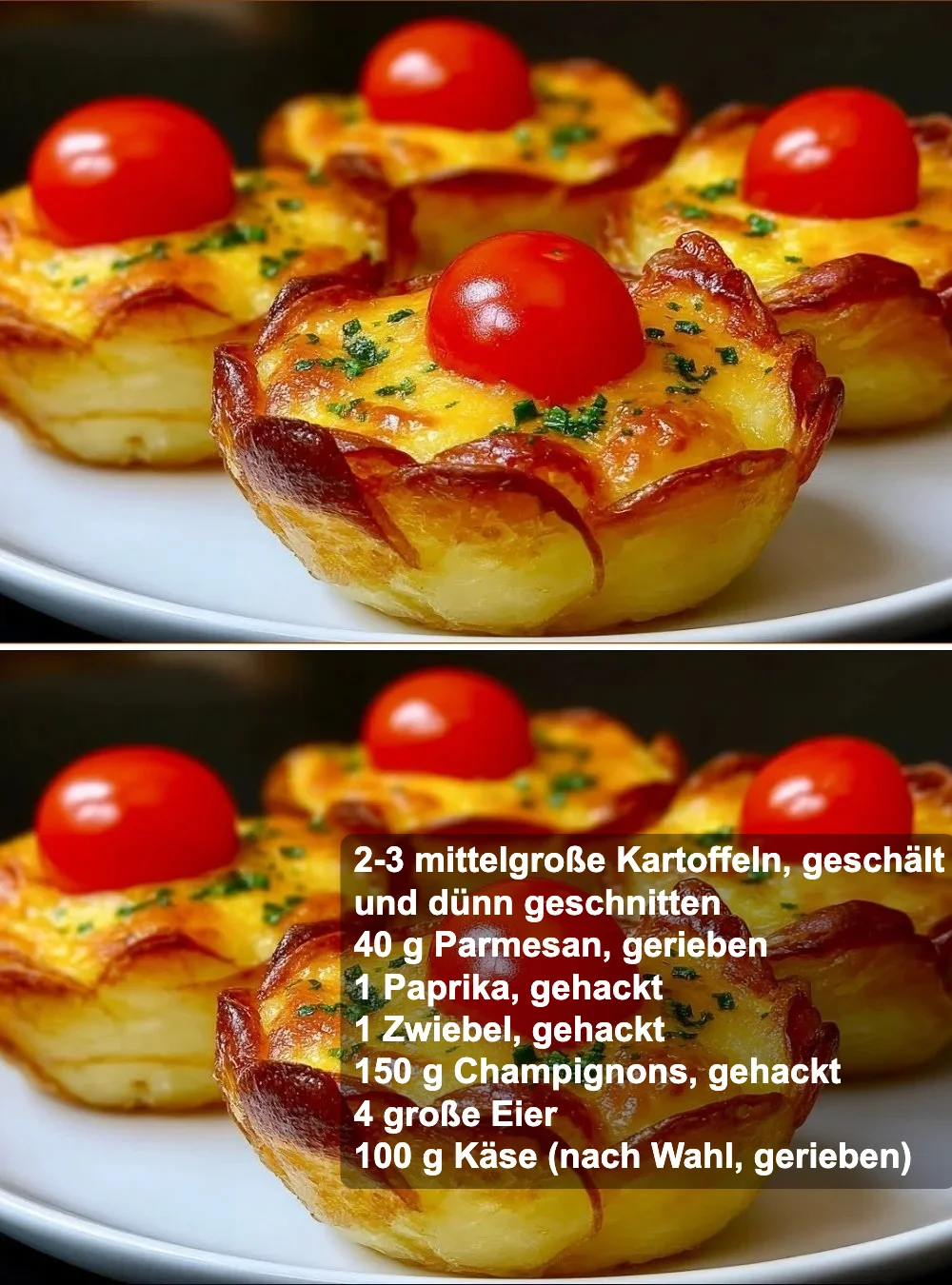 Knusprige Kartoffelkörbchen auf einem Teller serviert.