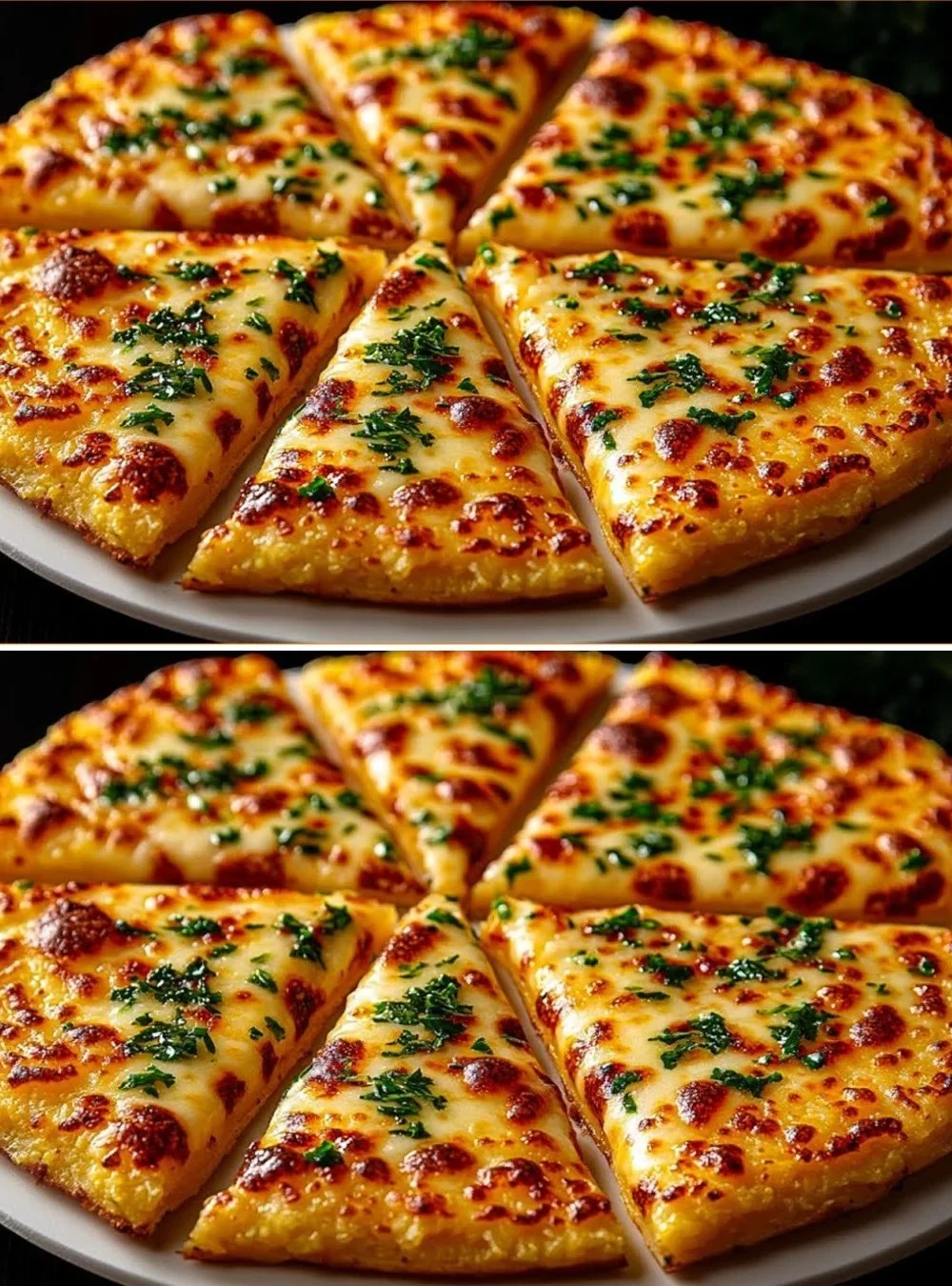 Leckere Kartoffelpizza frisch aus dem Ofen serviert