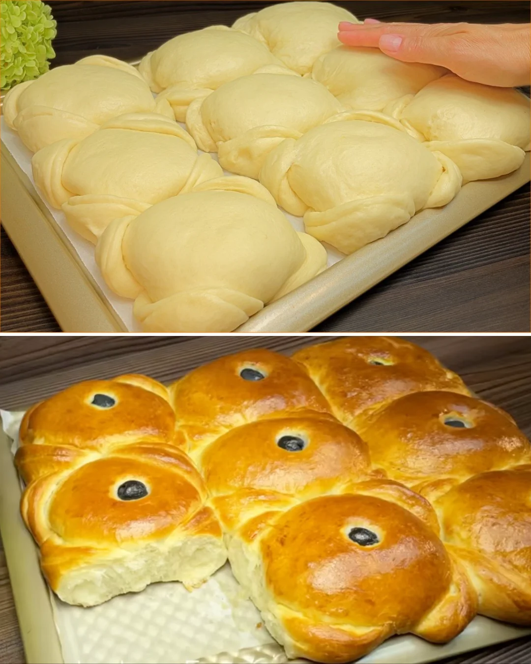 Frisch gebackene Käsebrötchen auf einem Tisch serviert