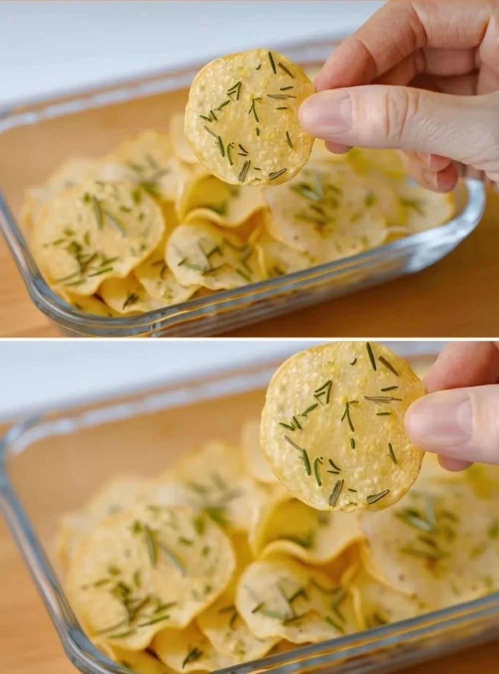 Knusprige und gesunde Kichererbsenchips, frisch zubereitet.