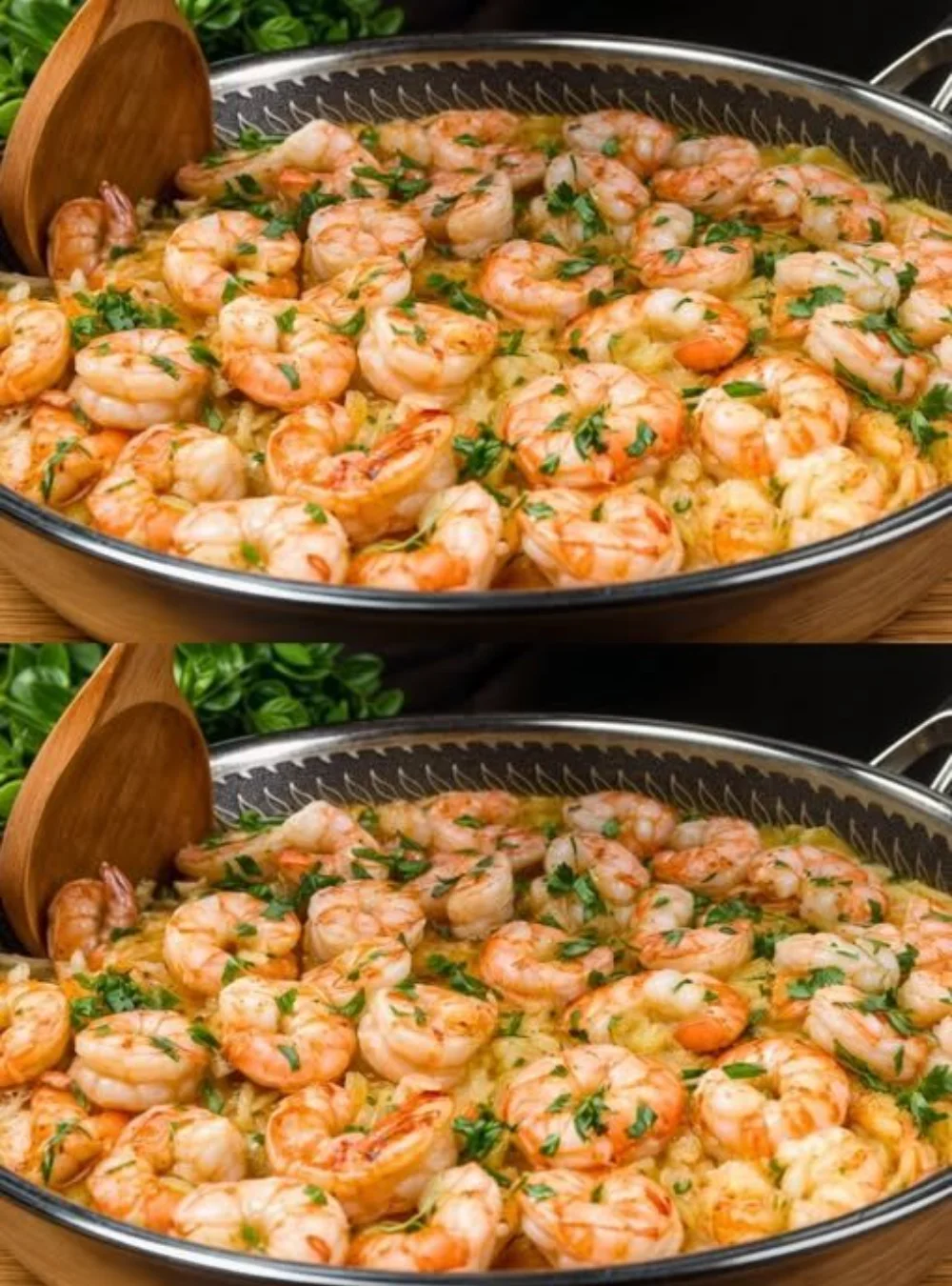 Knoblauch-Garnelen Scampi auf einem Teller angerichtet