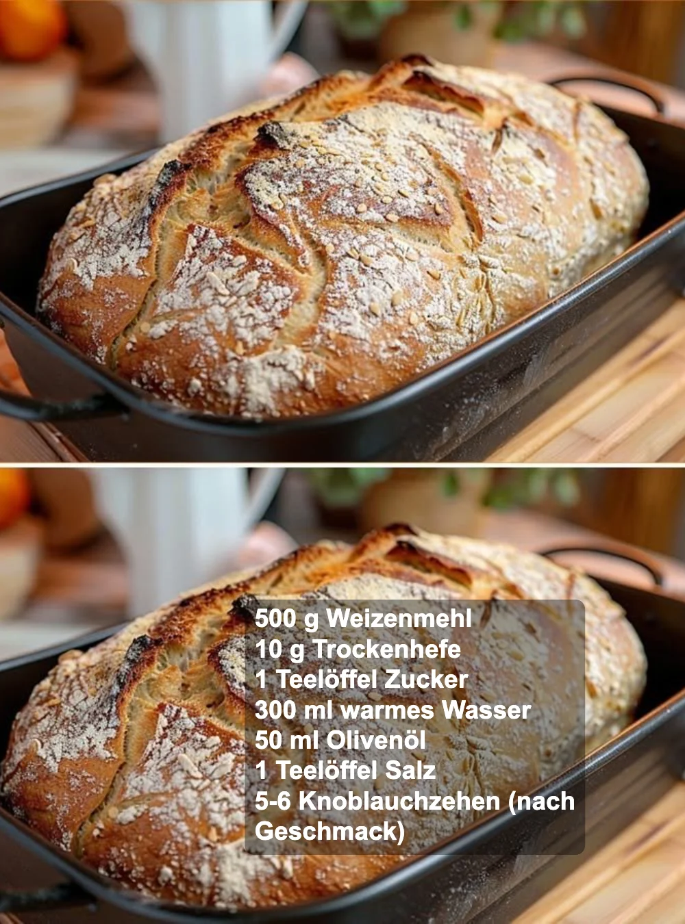 Frisches, goldbraunes Knoblauchbrot auf einem Holzbrett