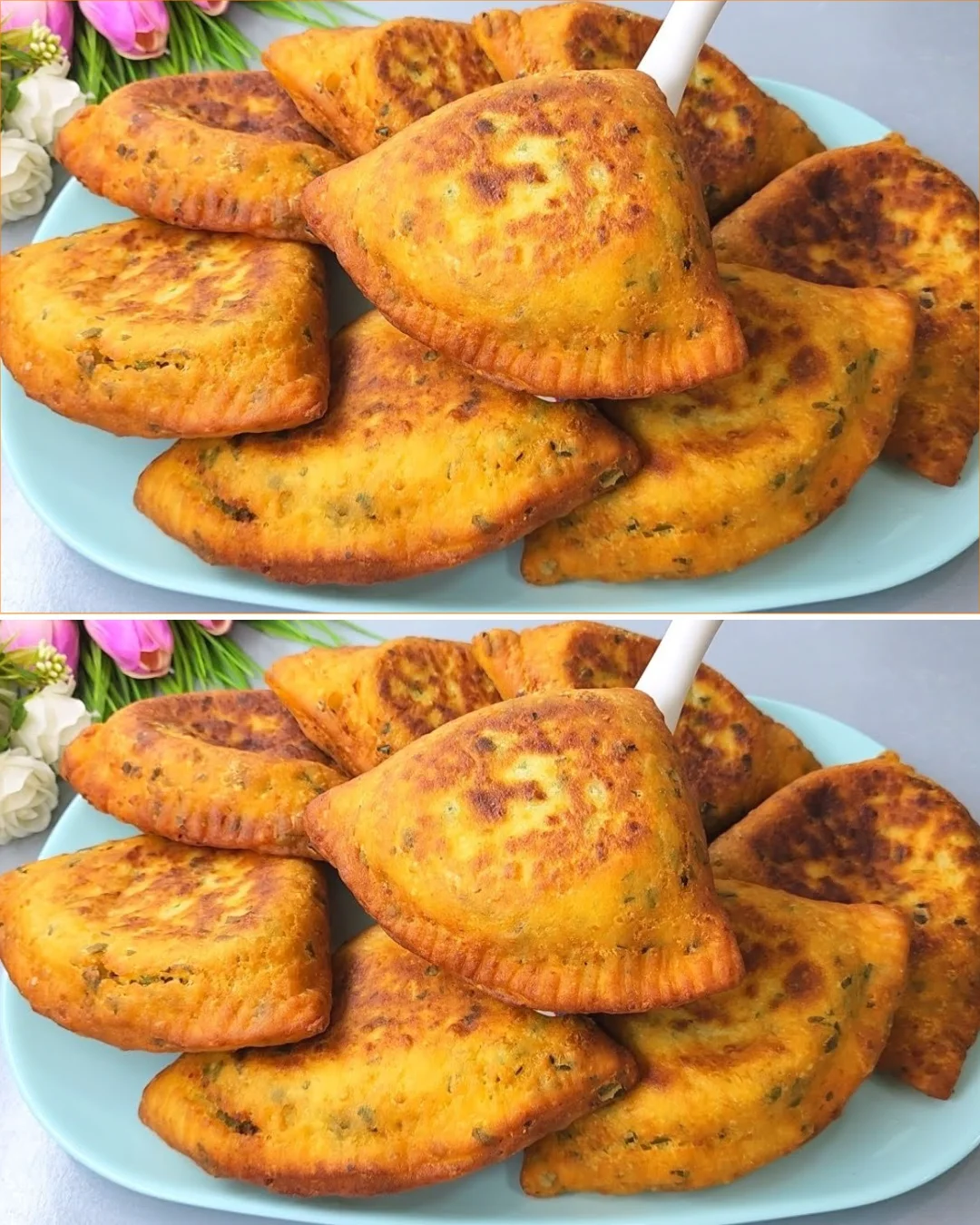 Knusprige Kartoffelpuffer mit Käse-Teig-Slidern auf einem Teller