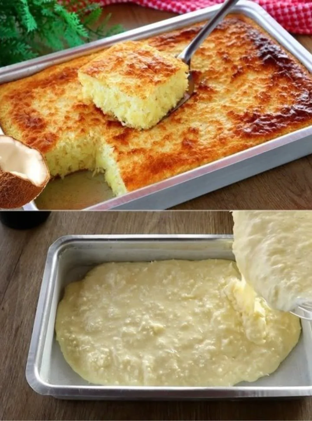 Kokos-Kuchen ohne Mehl - cremiger, einfacher Kuchen mit Kokosgeschmack