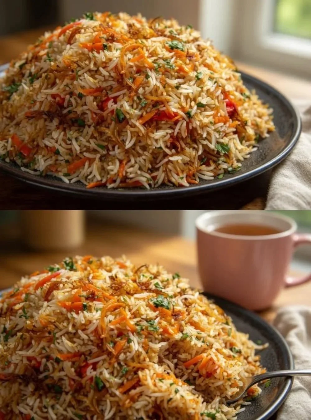 Eine Schüssel mit köstlichem Riso Yemenita, einem traditionellen jemenitischen Gericht.
