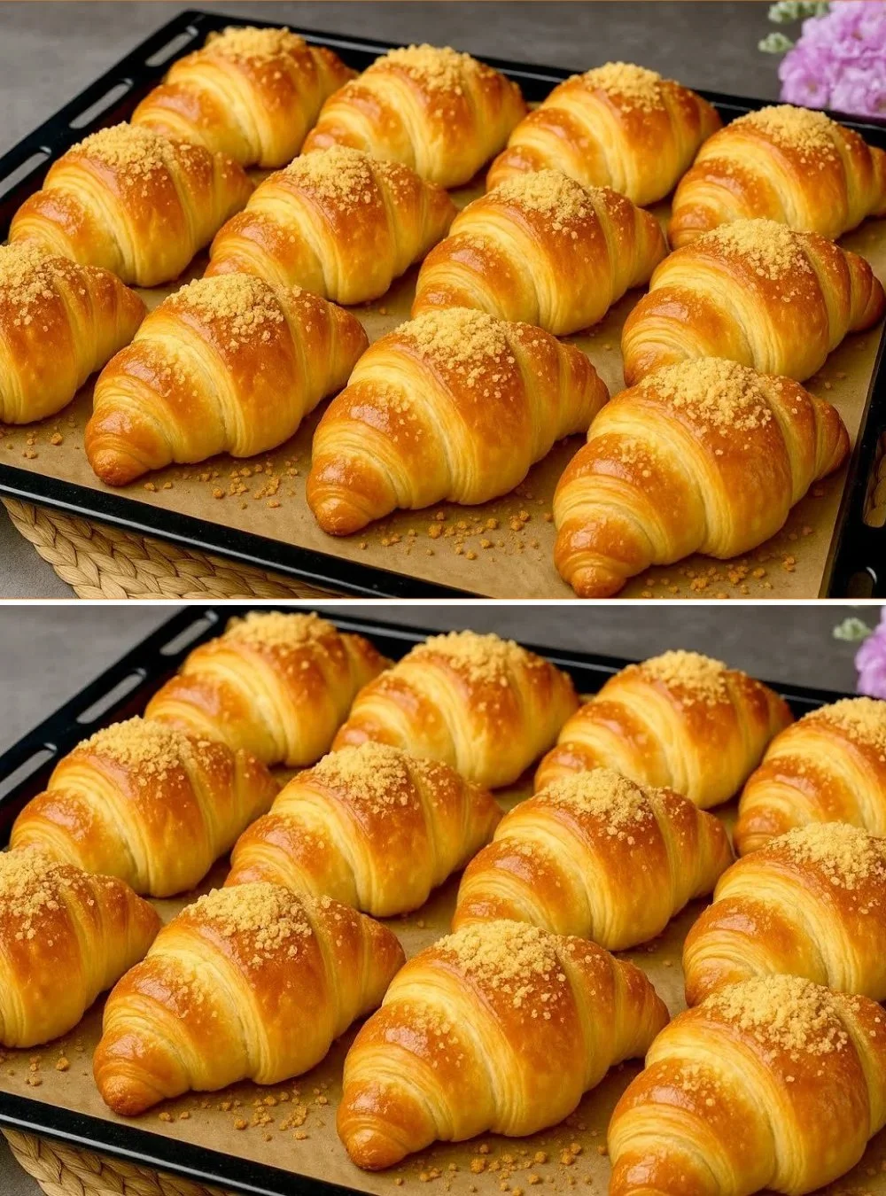 Leckeres Croissant gefüllt mit Dulce de Leche und Haselnüssen