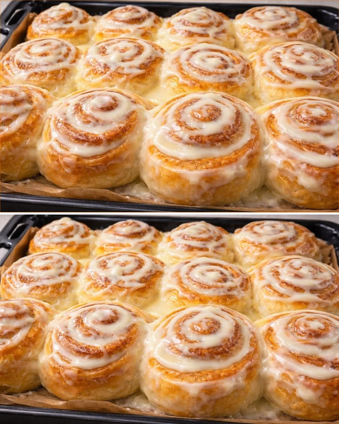 Warmes Gebäck mit Cream Cheese Topping auf einem Teller