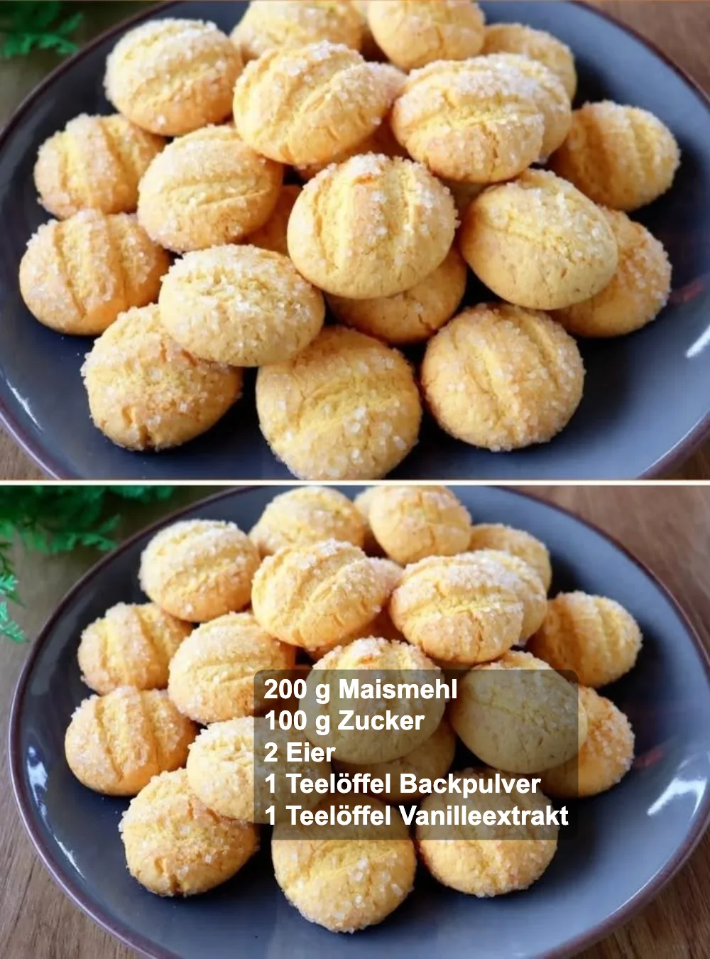 Leckere Mais-Biscotti auf einem Holzbrett präsentiert