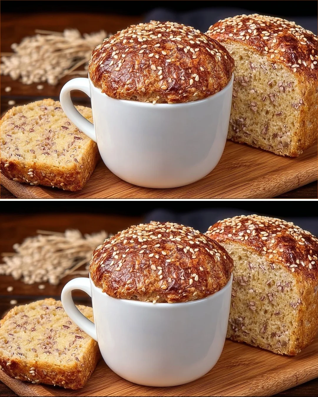 Mandel- und Samenbrot auf einem Holzbrett, frisch gebacken und appetitlich angerichtet